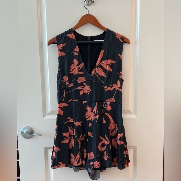 Thakoon Floral Ruffle Silk Blend Romper Black Womens Size 6 - Picture 3 of 16